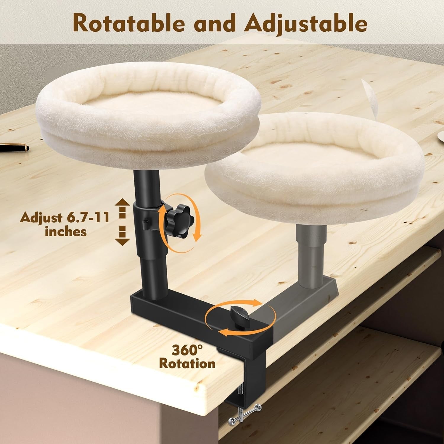Adjustable Desk Cat Bed Rotating Cat Hammock Clamp On Pet Perch