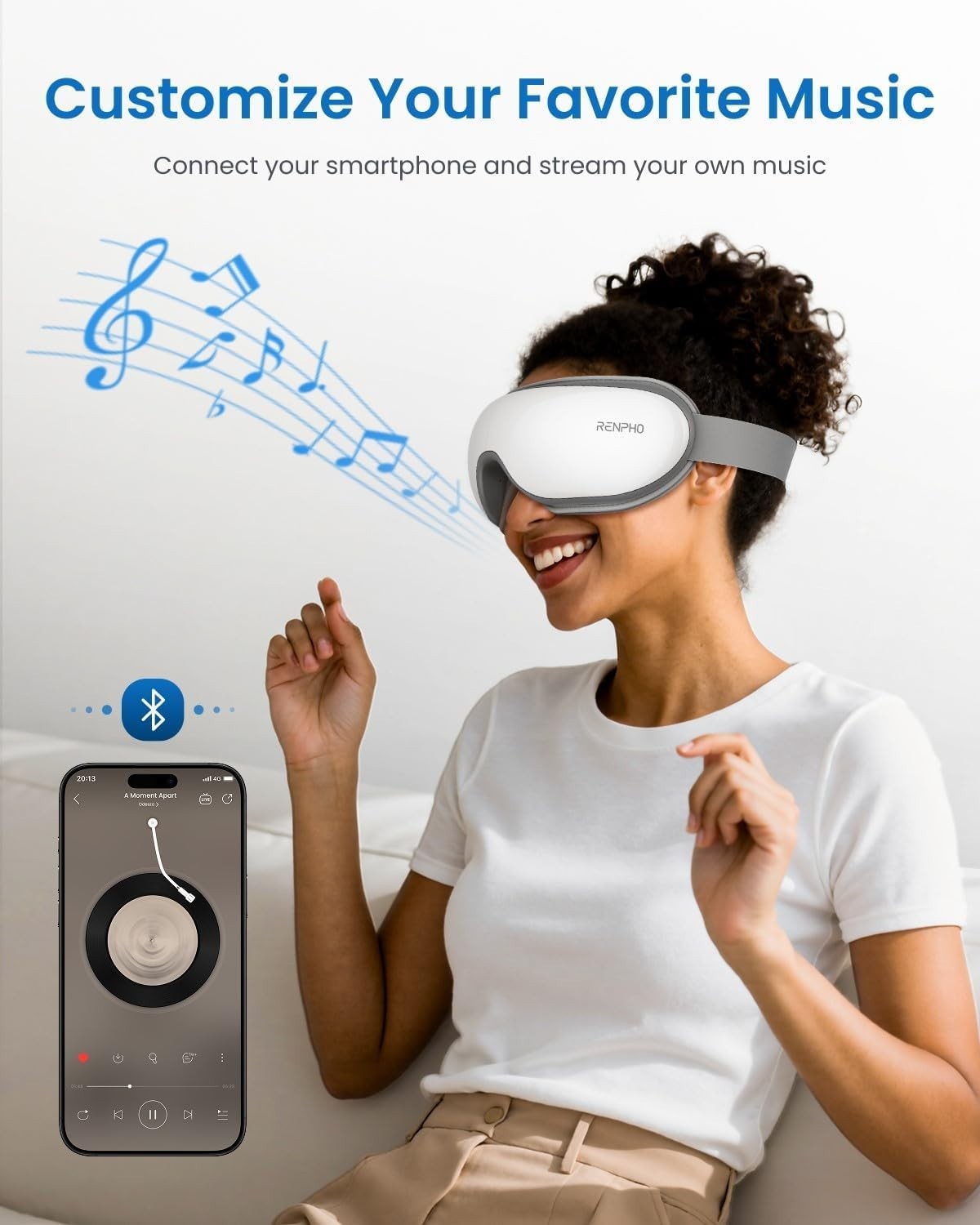 Heated Eye Massager Bluetooth Sleep Mask Dry Eyes Strain Relief