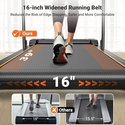Foldable Under Desk Treadmill 12KM/H LED Remote Shock Absorb Orange
