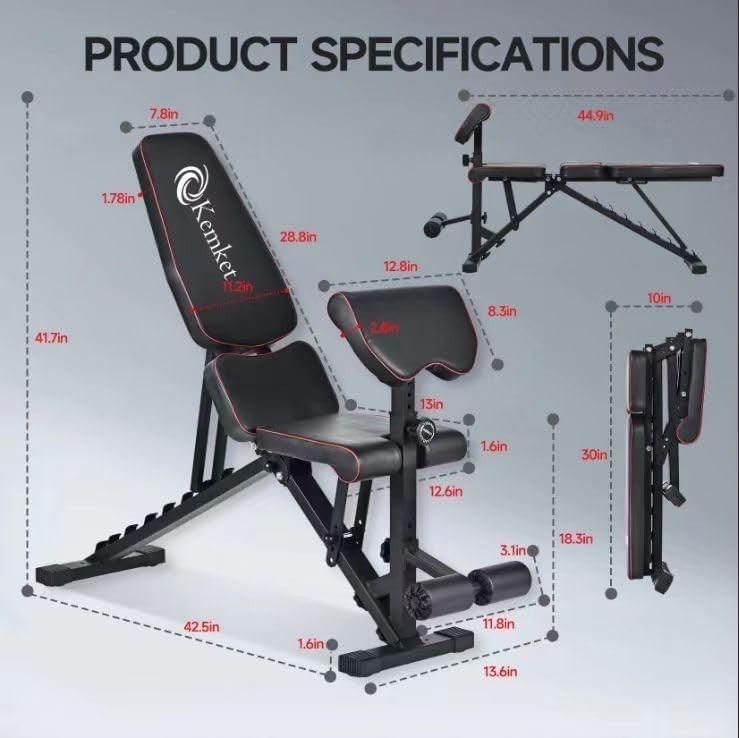 Foldable Adjustable Weight Bench Flat Incline Decline Home Gym 660lb