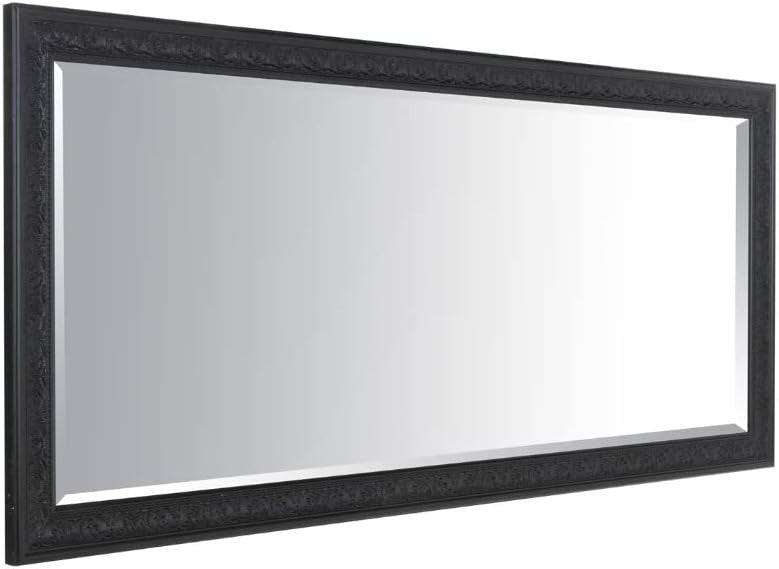 Antique Full Length Wall Mirror 160x73cm Black Bevelled Glass Classic Design