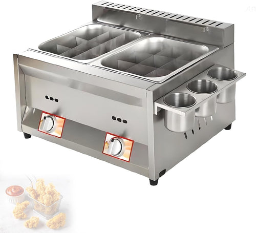 LPG Gas Double Tank Fryer 20L Commercial Stainless Steel Countertop