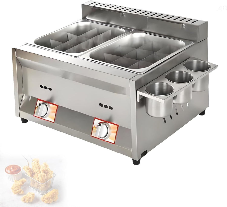 LPG Gas Double Tank Fryer 20L Commercial Stainless Steel Countertop