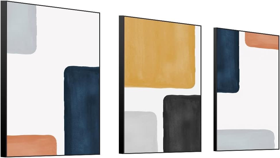 Modern Abstract 3-Piece Canvas Wall Art 24x32" Black Home Decor