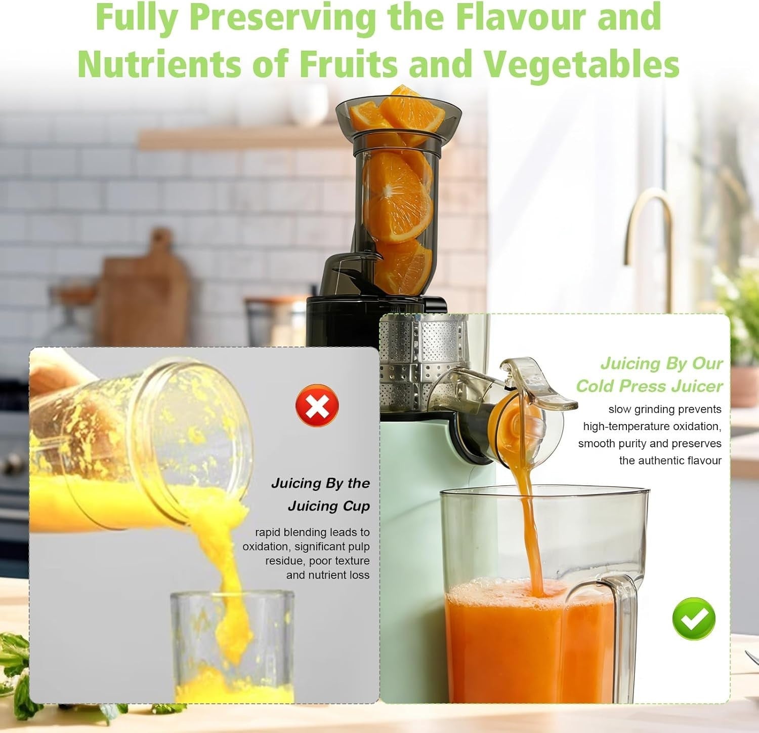 Cold Press Slow Juicer High Yield Masticating Juice Extractor Compact