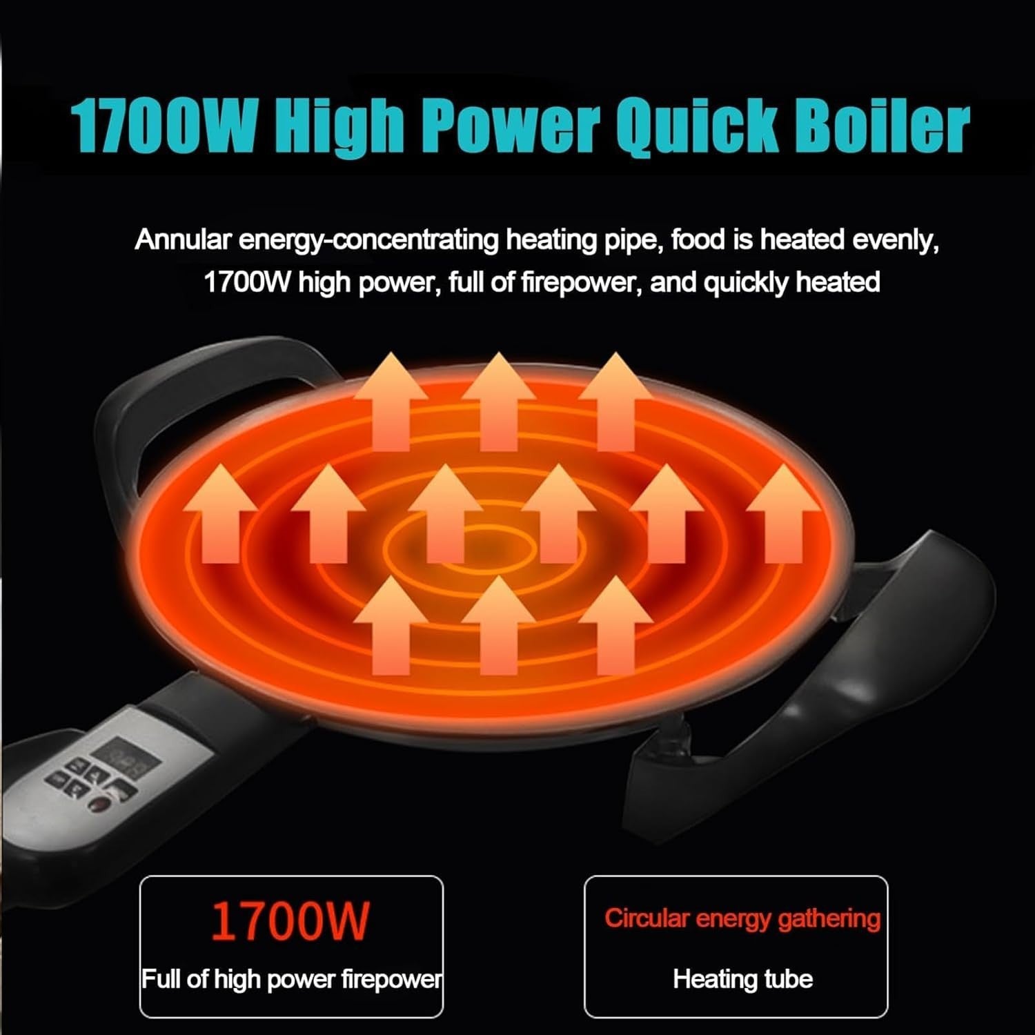 46cm Electric Injera & Crepe Maker | Digital 1700W Non-Stick Griddle Plate