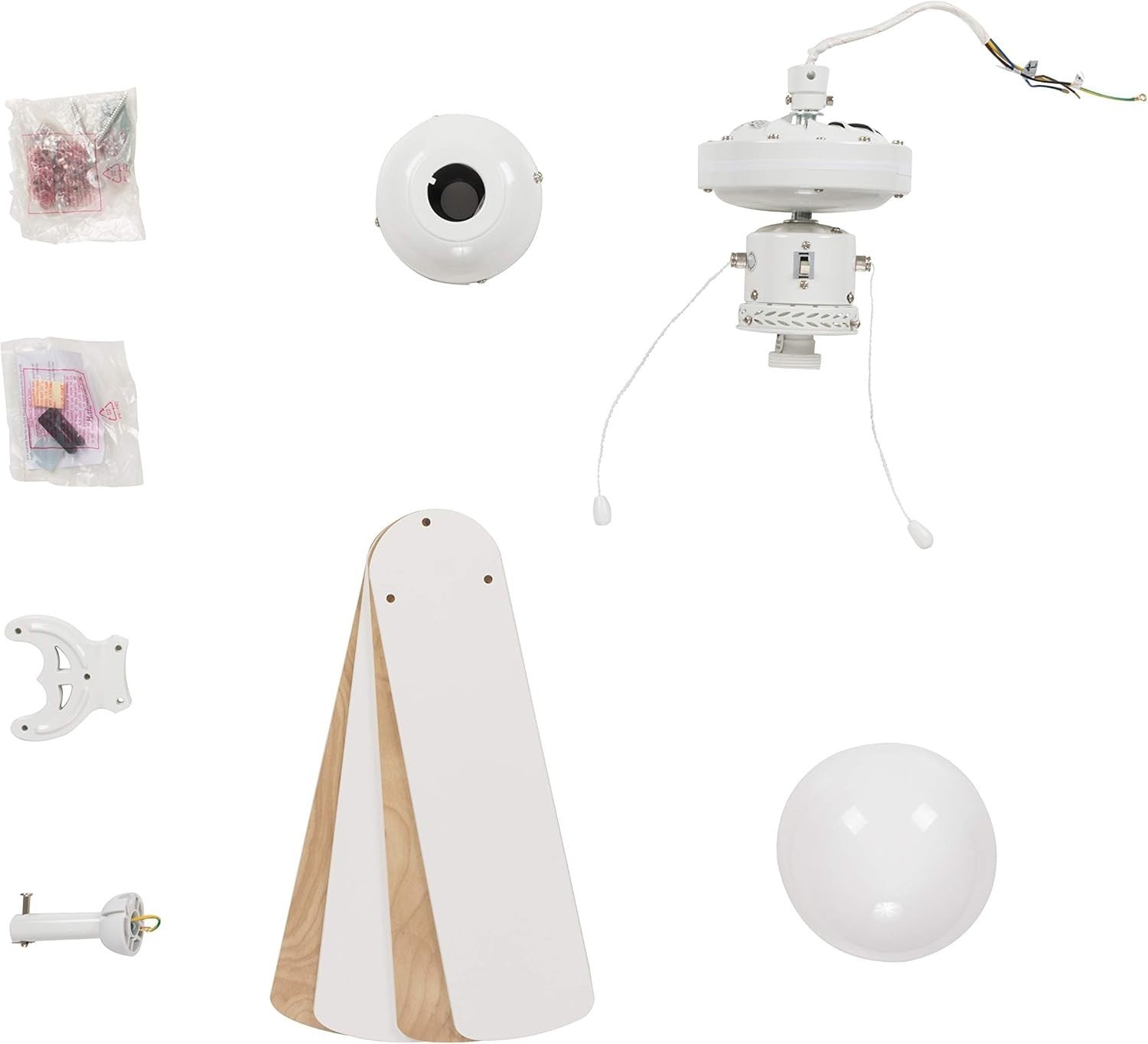 MiniSun 42" White Ceiling Fan with Light, Reversible Blades, 3-Speed, LED Bulb