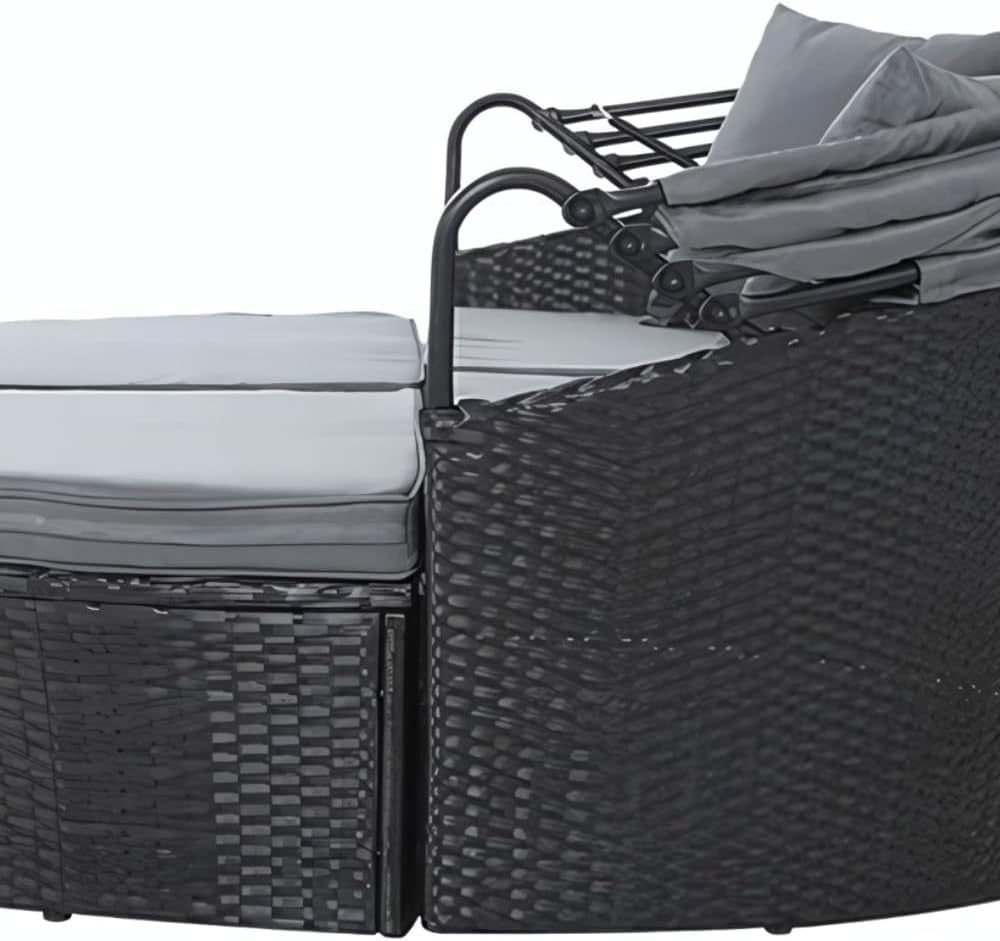Luxury Outdoor Rattan Day Bed With Canopy Garden Lounger Sofa Set