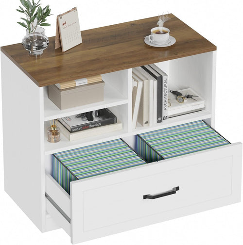 White Oak File Cabinet 83cm Farmhouse Lateral Drawer Printer Stand