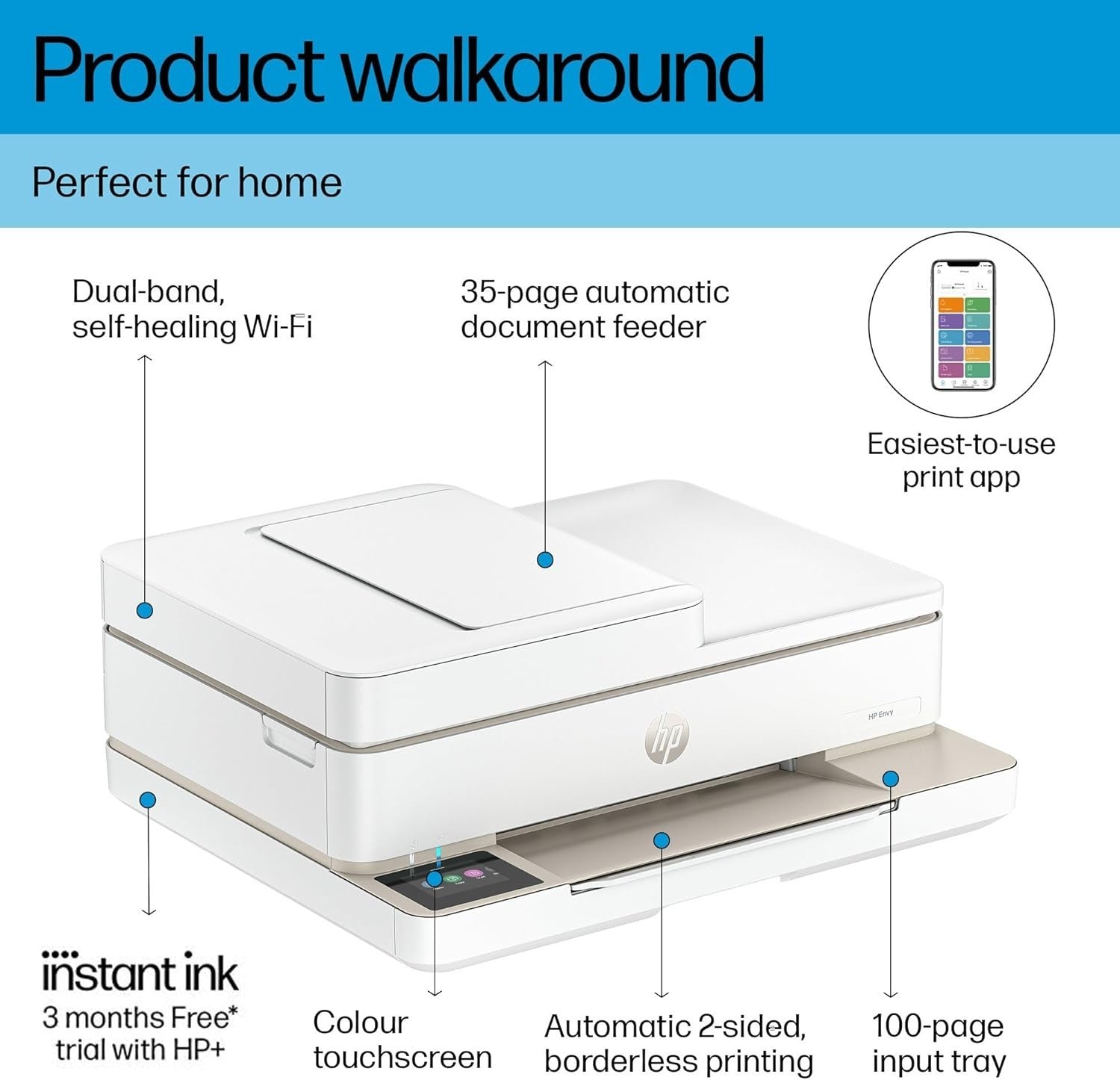 Beige Wireless Colour Inkjet All-in-One Printer A4 Scan Copy Print