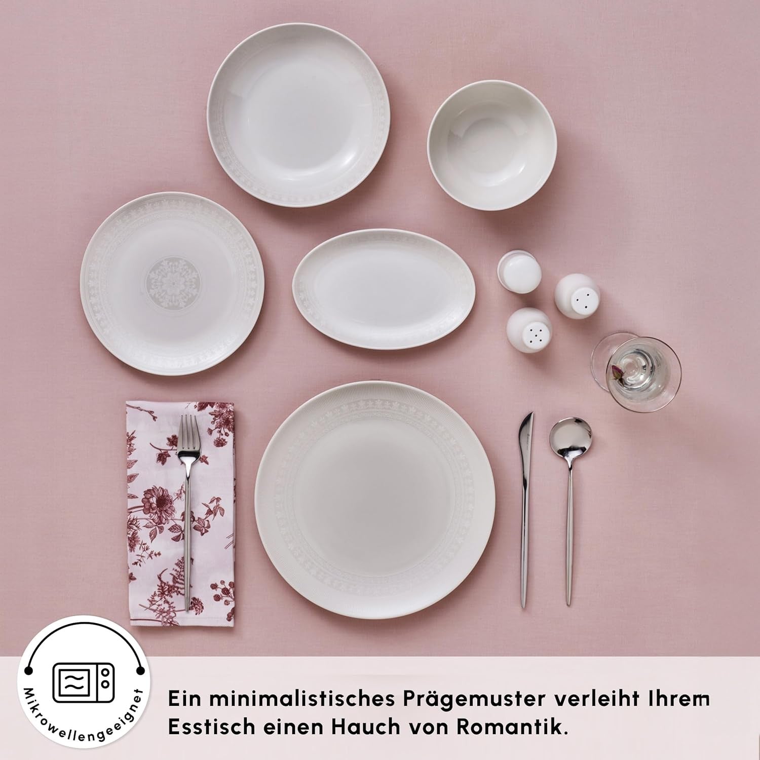 53pc Bone China Dinner Set for 12 White Plates Bowls Serving Platter