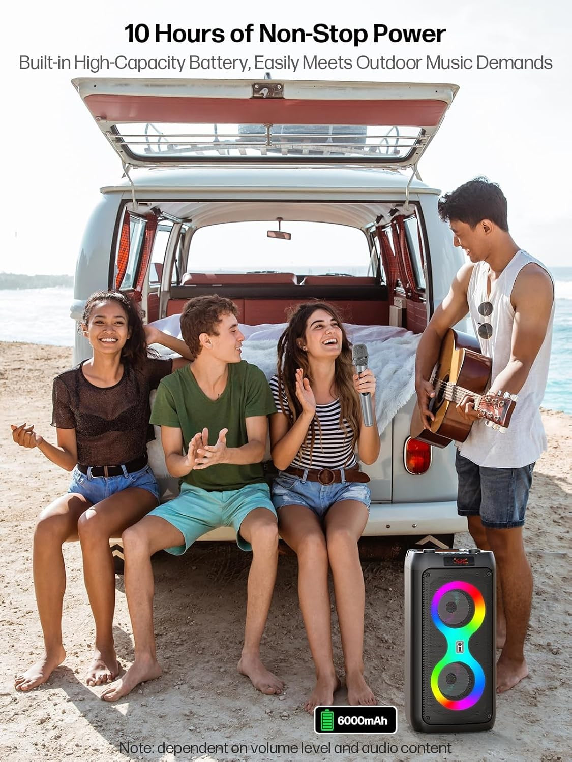 Karaoke Machine with 2 Wireless Mics Bluetooth LED
