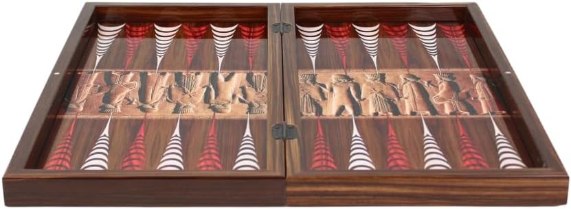 20” Wooden Backgammon Set Ancient Design Luxury Foldable Board Game