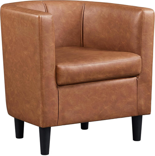 Modern Faux Leather Tub Chair Armchair Accent Sofa Seat Lounge Brown