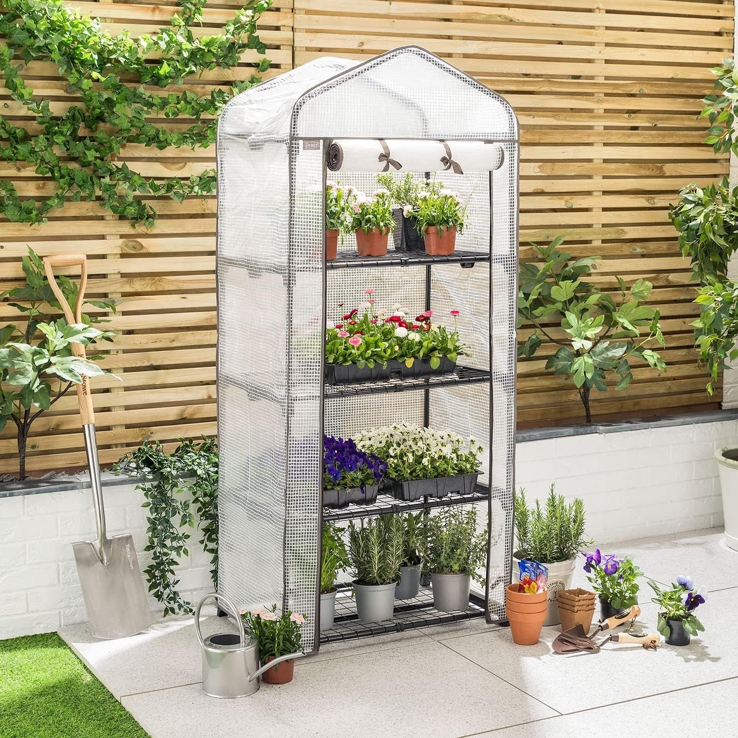 4 Tier Mini Greenhouse Reinforced Shelves Portable Garden Grow House 5ft x 2ft