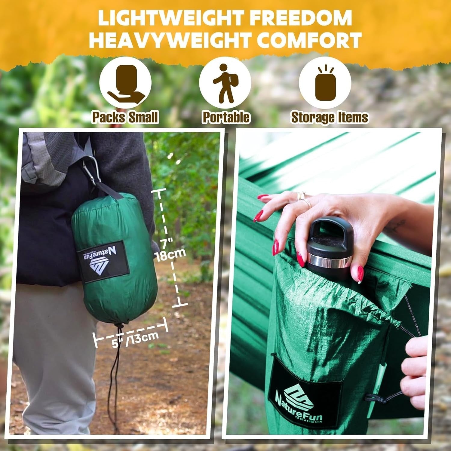 Ultra-Light Travel Camping Hammock - 300kg Load, Quick-Dry Nylon, Compact