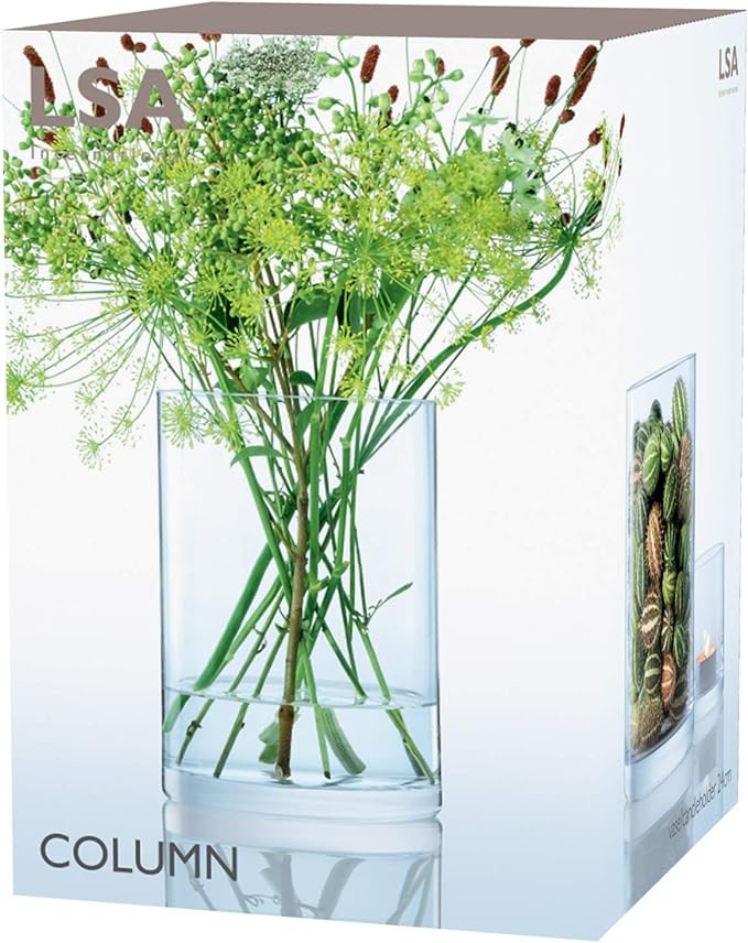 Clear Glass Cylinder Vase 24cm Tall Minimalist Flower Candle Holder Decor