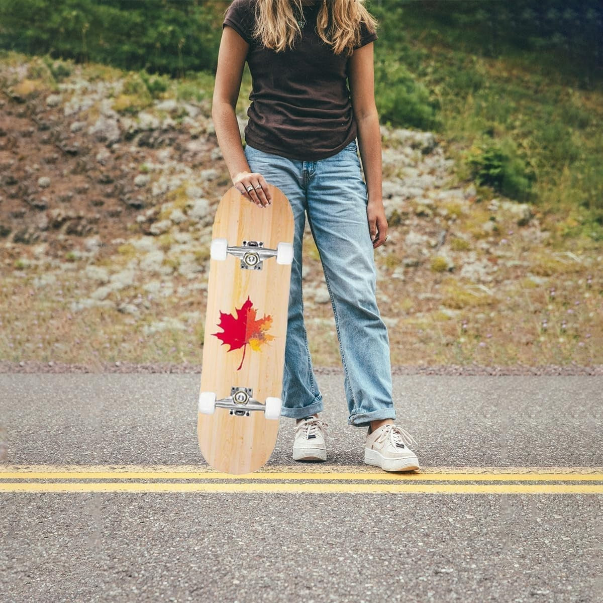 31in Beginner Skateboard Double Kick Maple Deck Kids Adults + Tool