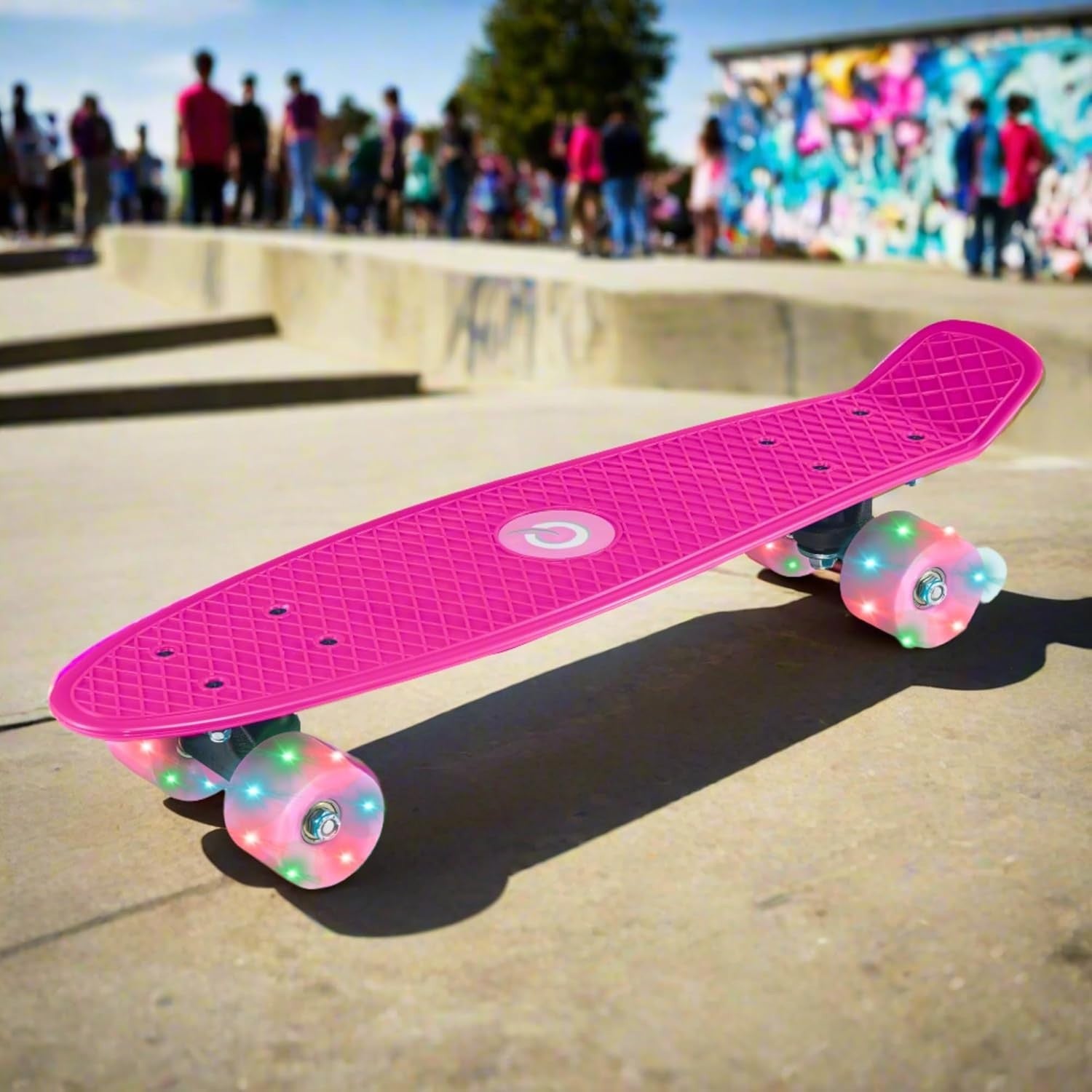 22" Pink Light-Up Penny Board for Beginners | Kids Mini Cruiser Skateboard