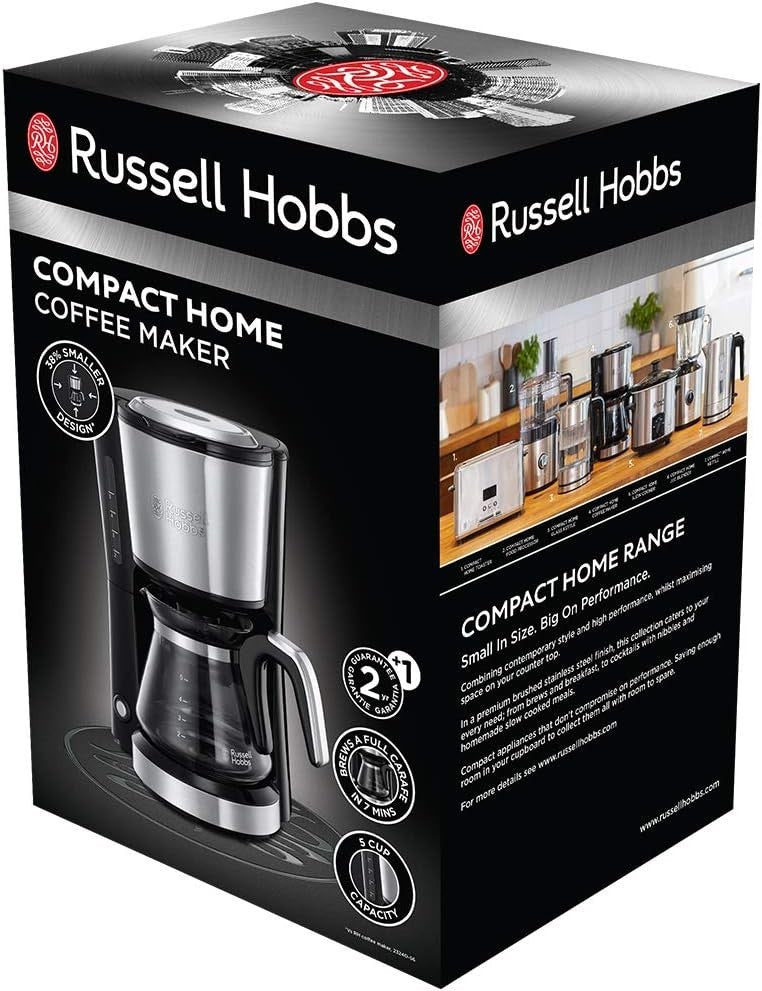 Compact Filter Coffee Maker 0.6L Permanent Filter Mini Drip Machine Stainless