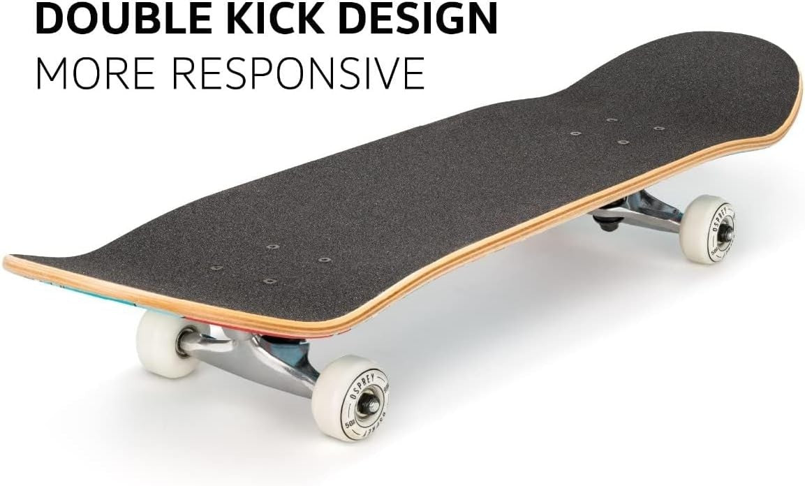 31" Double Kick Skateboard Youth Adult Beginner PU Wheels ABEC 7 Maple