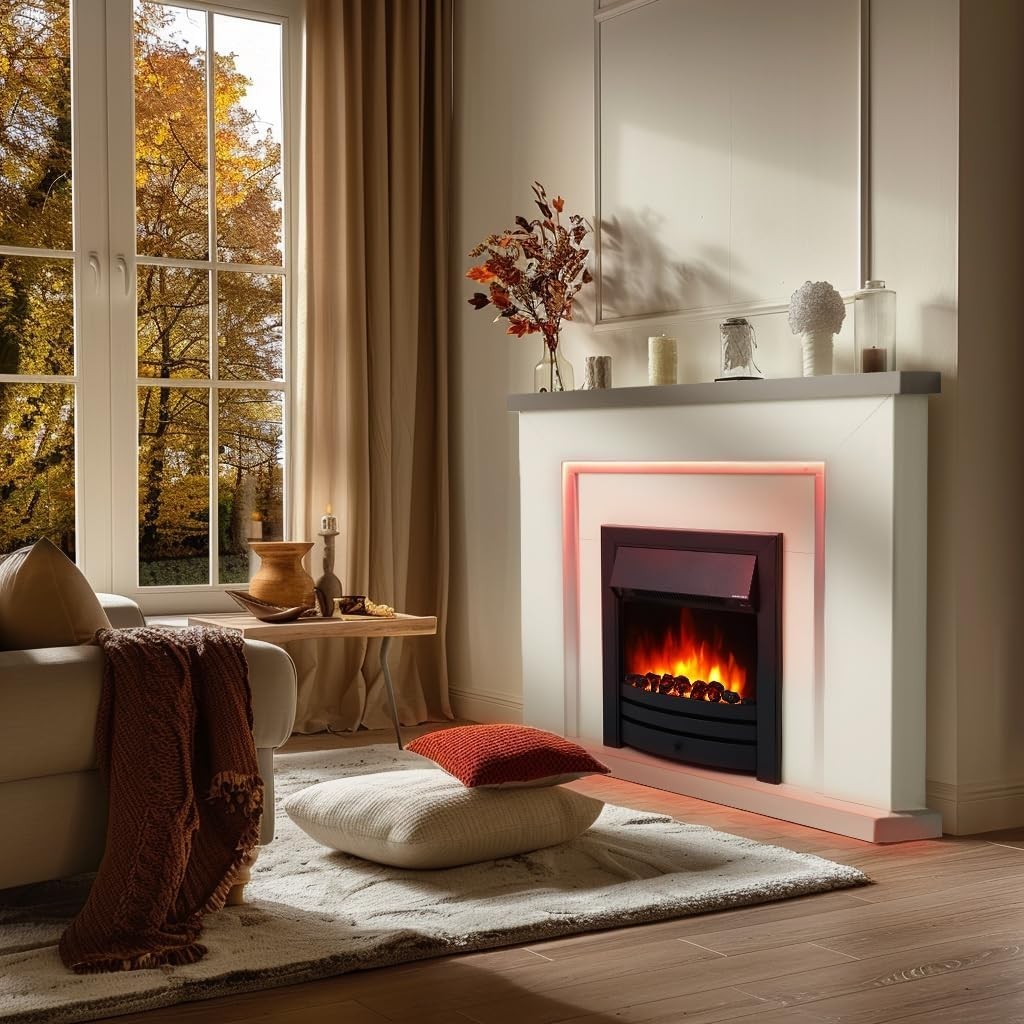 42" Electric Fireplace Suite with Flame Effect, Remote & 13-Color LED Light