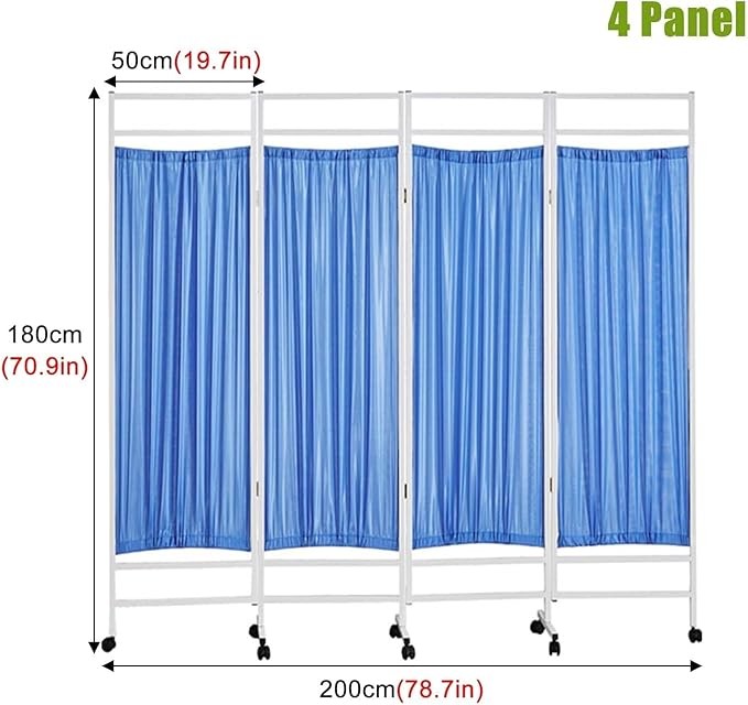 Medical Privacy Screen 6ft Folding Divider on Wheels 3Panel Clinic Partition