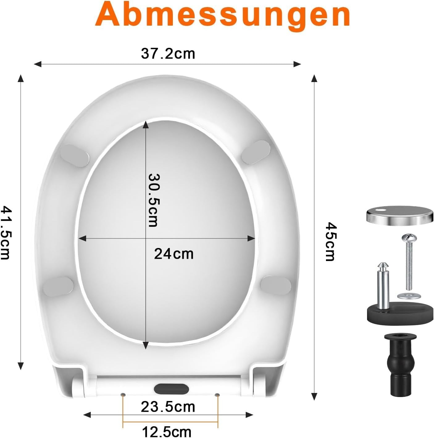 Soft Close Toilet Seat Oval White Quick Release Adjustable Hinge Non-Slip 150kg