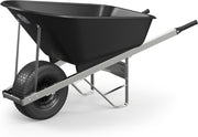 120L 1-Wheel Garden Wheelbarrow Black – Puncture Proof Fat Tyre Heavy Duty Frame