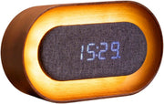 Wood LED Alarm Clock Ambient Light Touch Control Rechargeable Modern Bedside