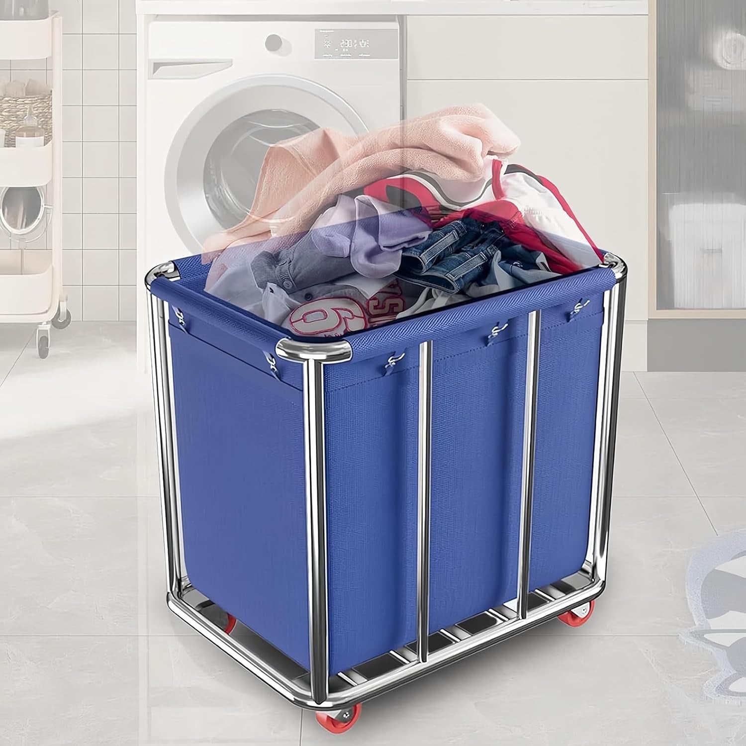 400L Heavy Duty Laundry Trolley on Wheels – Industrial Steel Cart 90×65×80cm