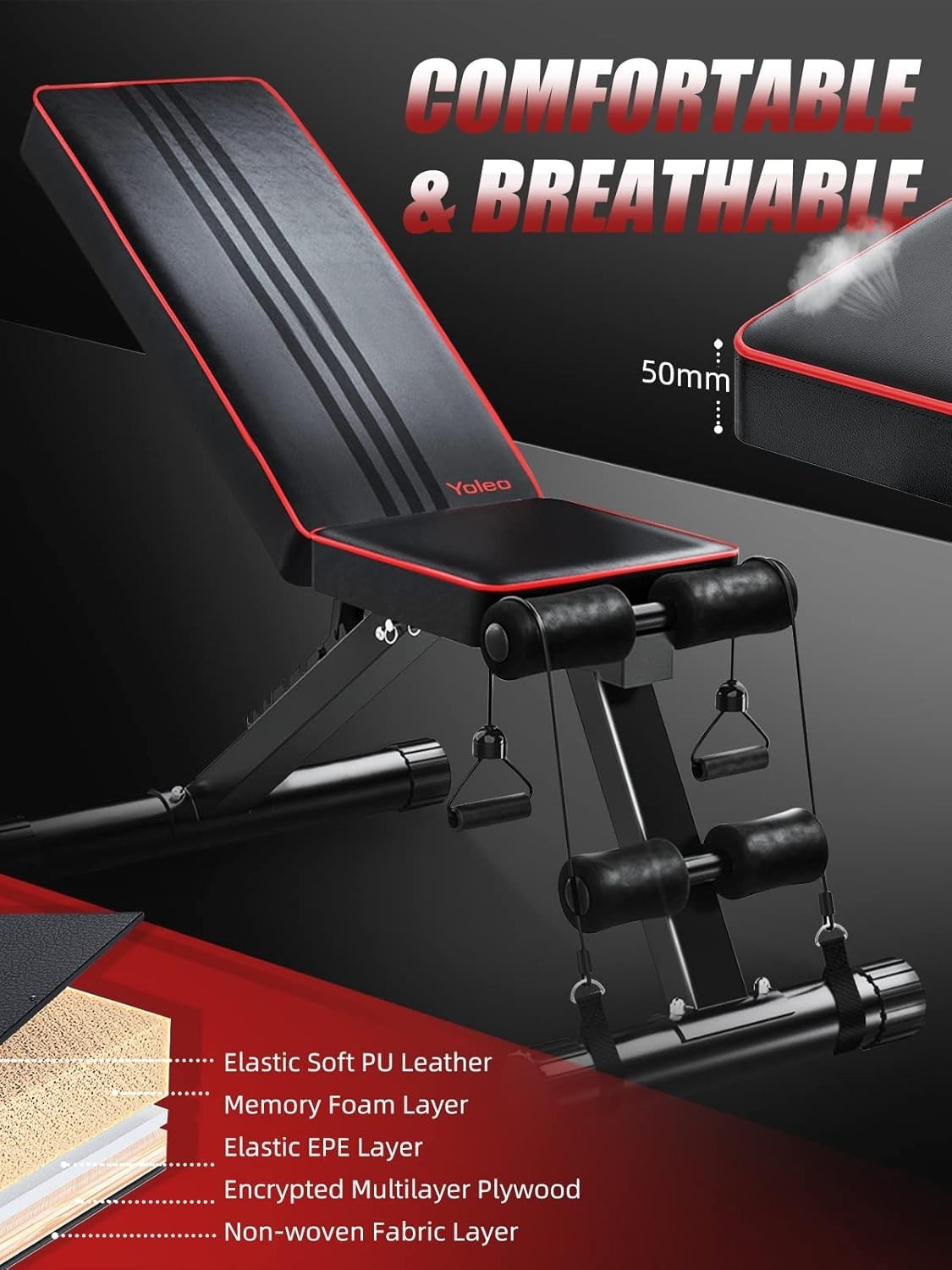 Heavy Duty Folding Workout Bench 300kg Multi-Angle Home Training