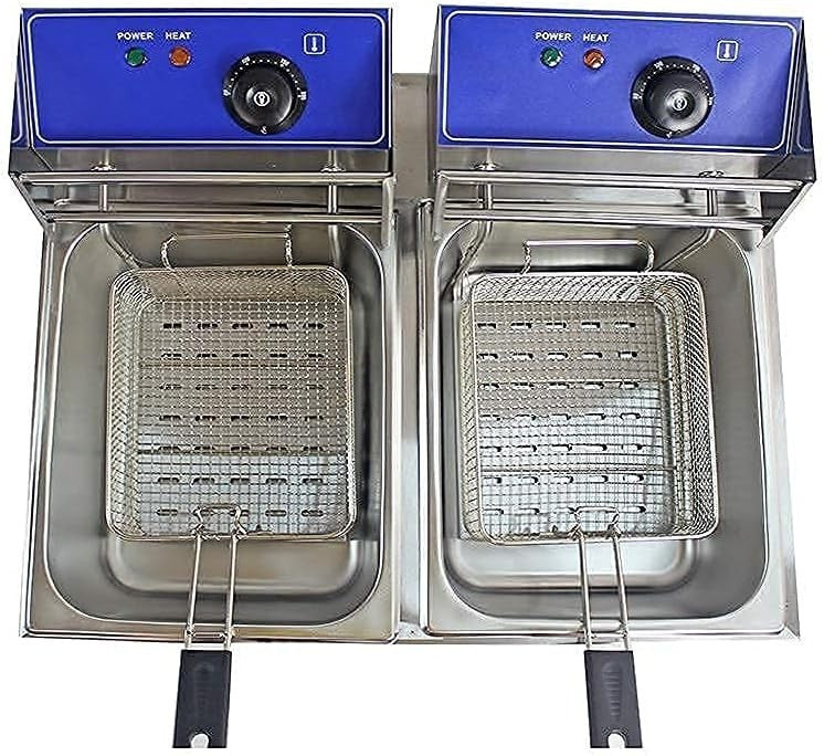 20L Double Deep Fat Fryer 5000W Commercial Stainless Steel Countertop