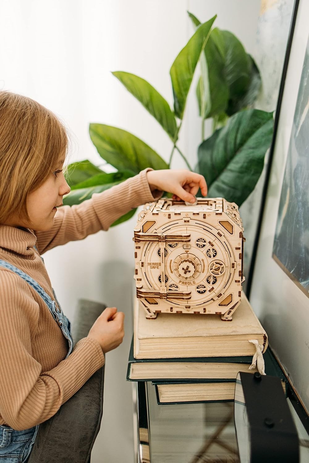Mechanical Wooden Puzzle Safe Box with Combination Lock - DIY Storage Kit
