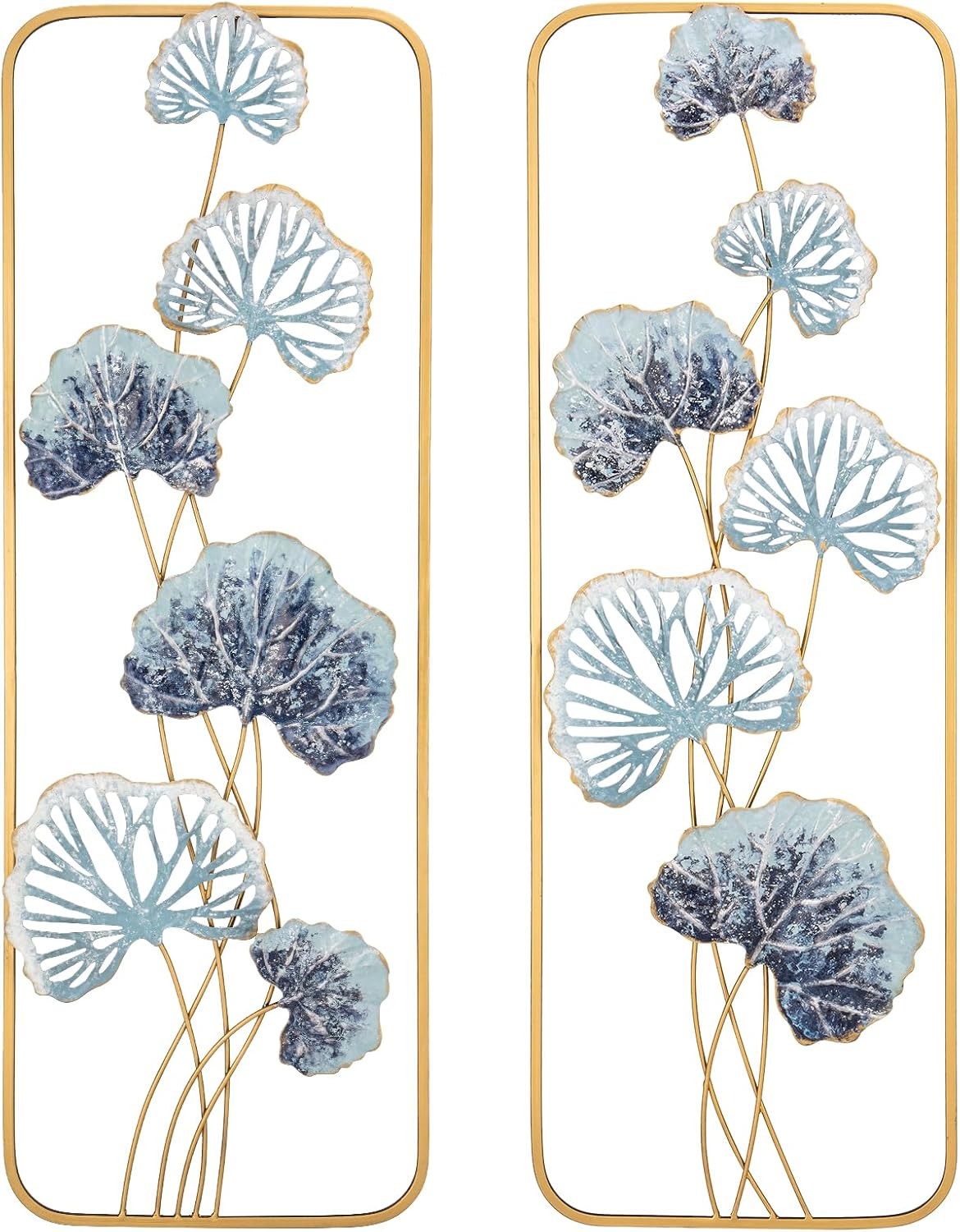 2PCS Gold Metal Wall Art Panels 90x31cm Modern Decor