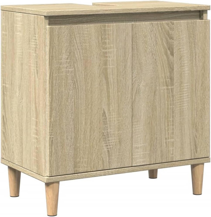 Sonoma Oak Under Sink Bathroom Cabinet 58x33x60cm – Modern Vanity Storage Unit