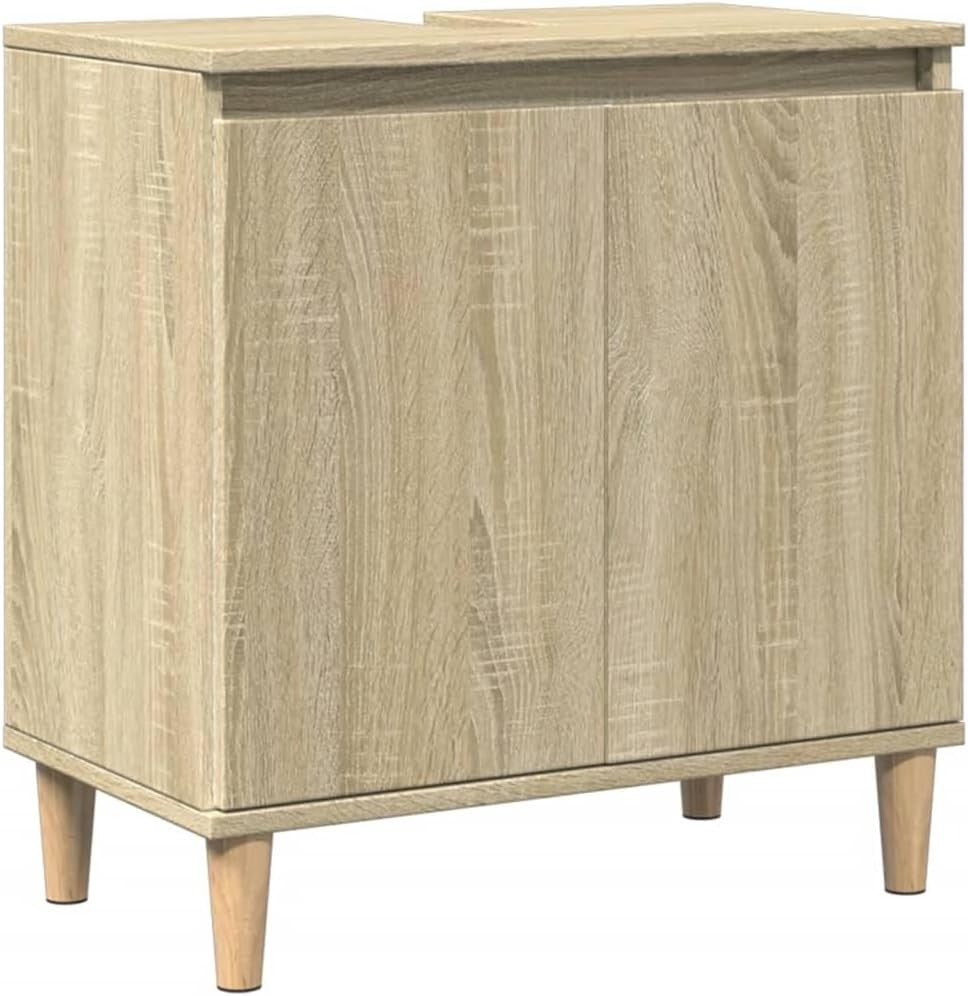Sonoma Oak Under Sink Bathroom Cabinet 58x33x60cm – Modern Vanity Storage Unit