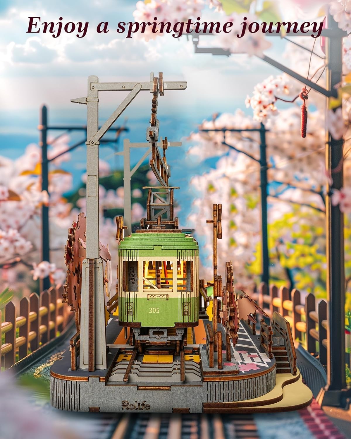 3D Wooden Sakura Puzzle with LED Lights - Romantic Model Kit Decor