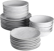 32pc Stoneware Dinner Set Dove Grey Scandinavian Plates Bowls Service for 8
