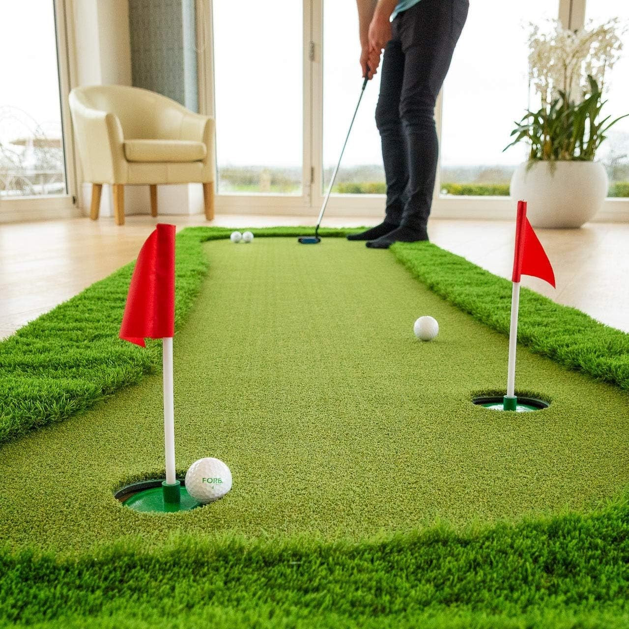 Professional Golf Putting Mat 12ft Indoor Outdoor Practice Green with Holes