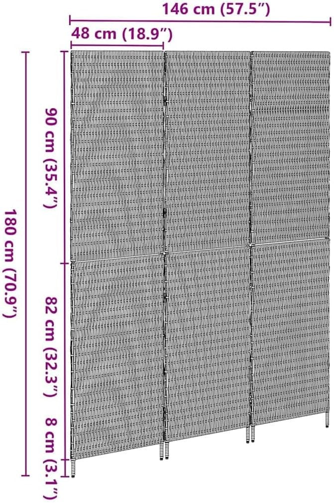 Brown Rattan Folding Room Divider Screen – 4 Panel Privacy Partition 180cm