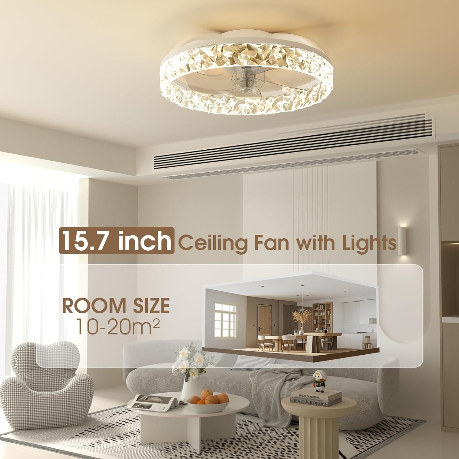 40CM LED Ceiling Fan Light with Remote & App Control