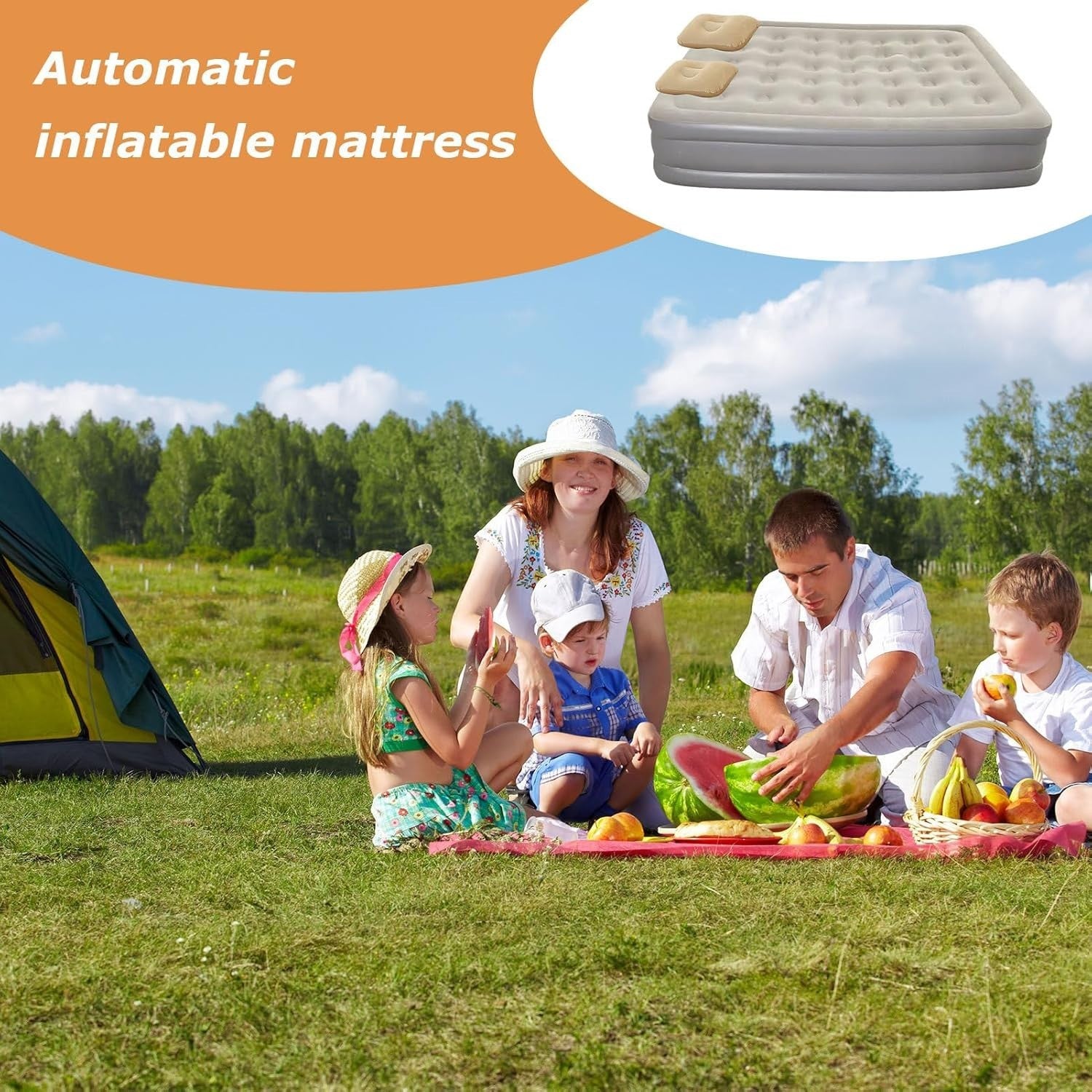 Double Inflatable Air Mattress with Built-in Pump | Portable Camping Bed