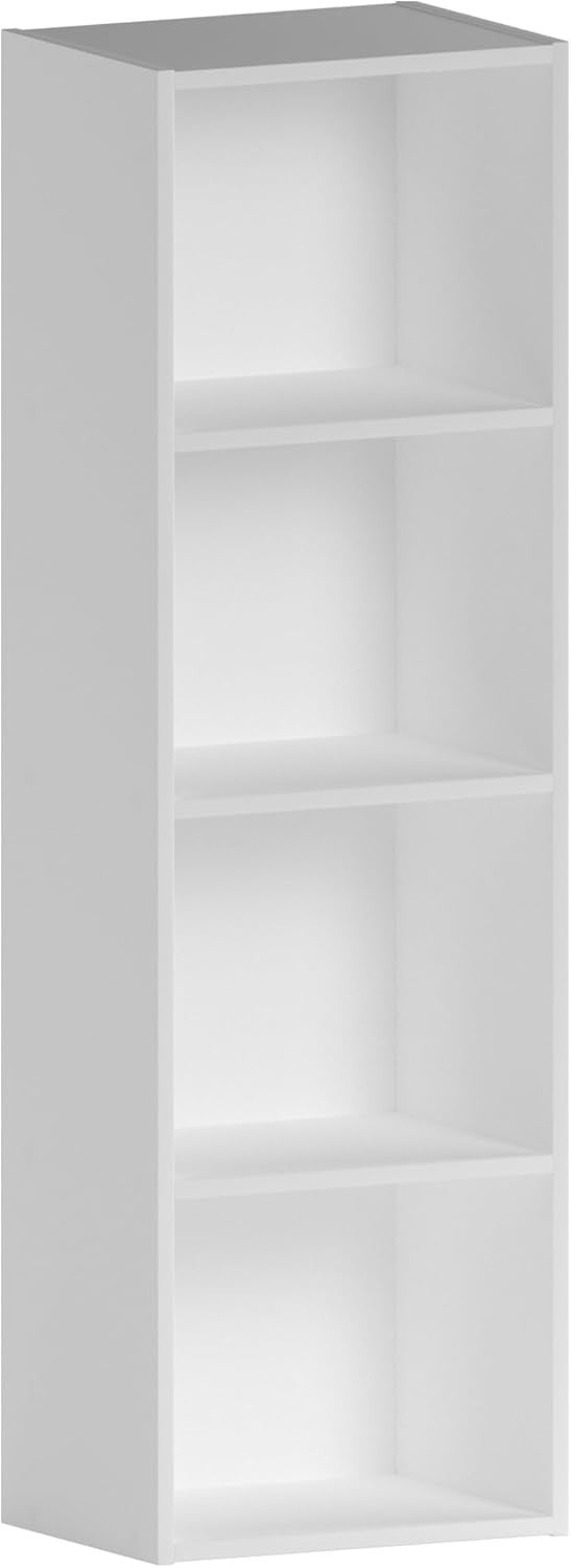 4 Tier White Wooden Cube Bookcase Small Storage Shelf for Living Room Office