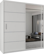 White Sliding Mirror Wardrobe 2 Door 120cm Modern Bedroom Storage