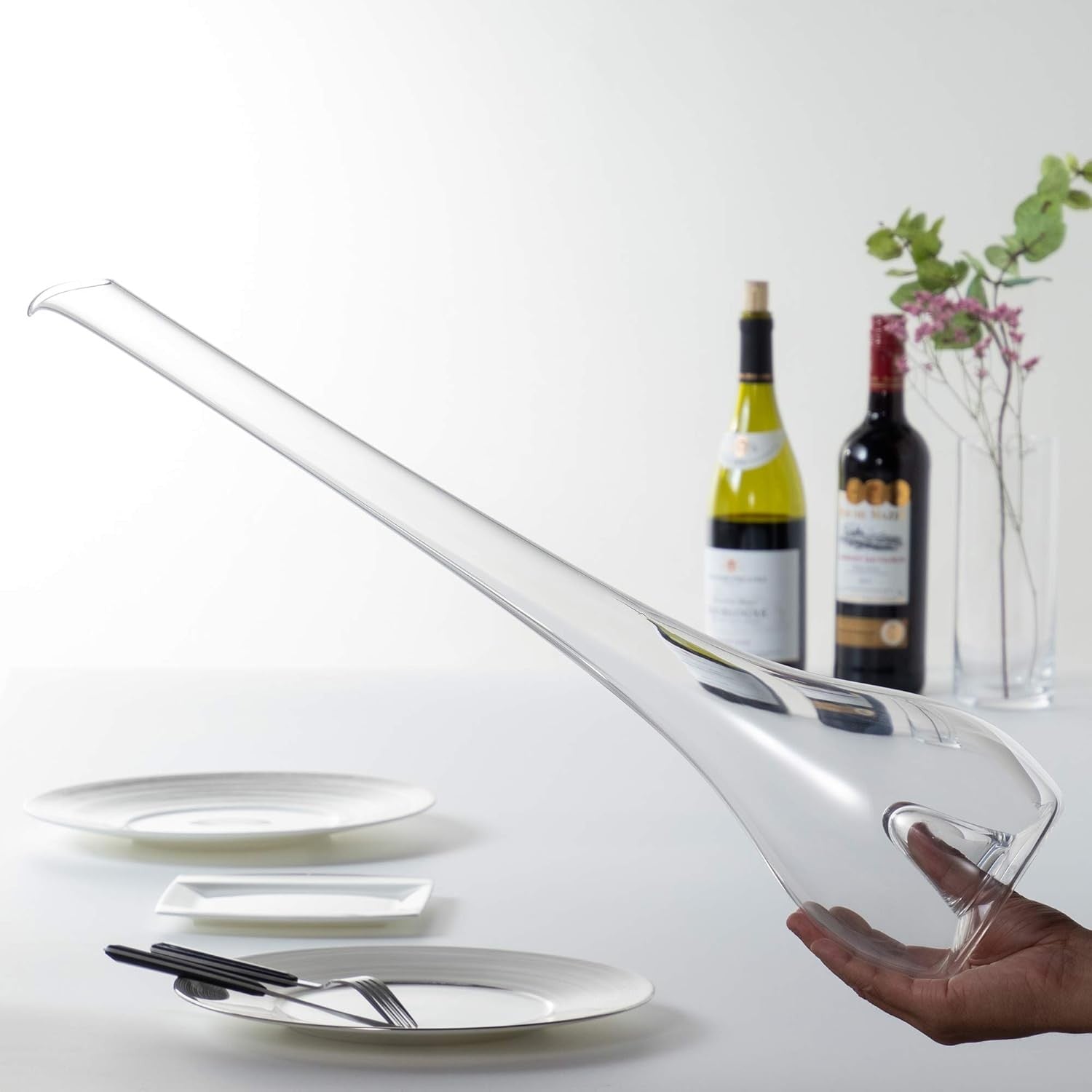 Luxury Crystal Flamingo Wine Decanter 1400ml Handmade Mouth-Blown Aerator