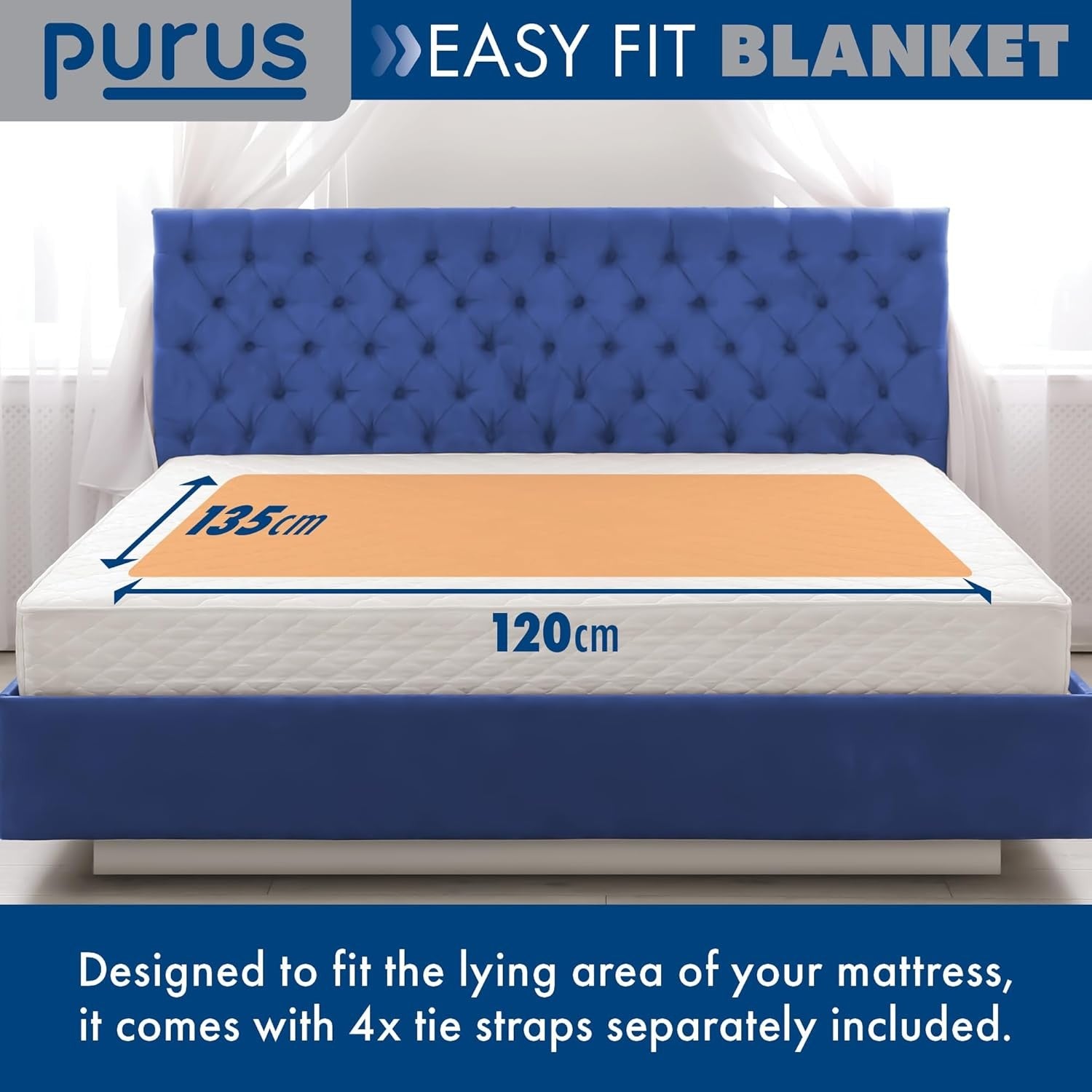 Double Electric Underblanket White 135x120cm Heated Mattress Cover