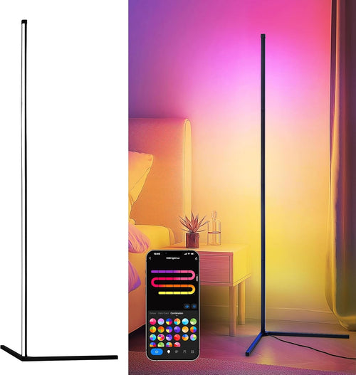 LED Corner Floor Lamp RGBIC Smart App Remote Music Sync Ambient Light