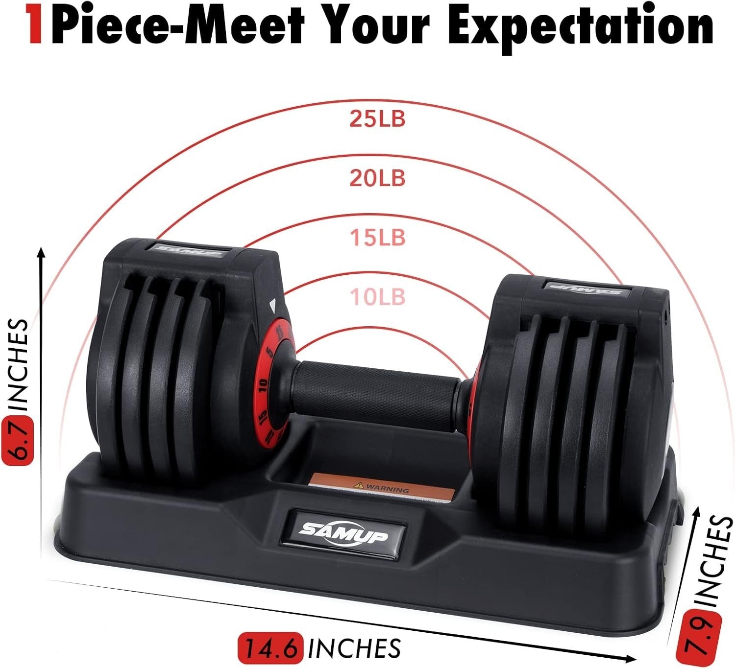 5-in-1 Adjustable Dumbbells Pair 5–25LB Quick Dial Non-Slip Home Gym