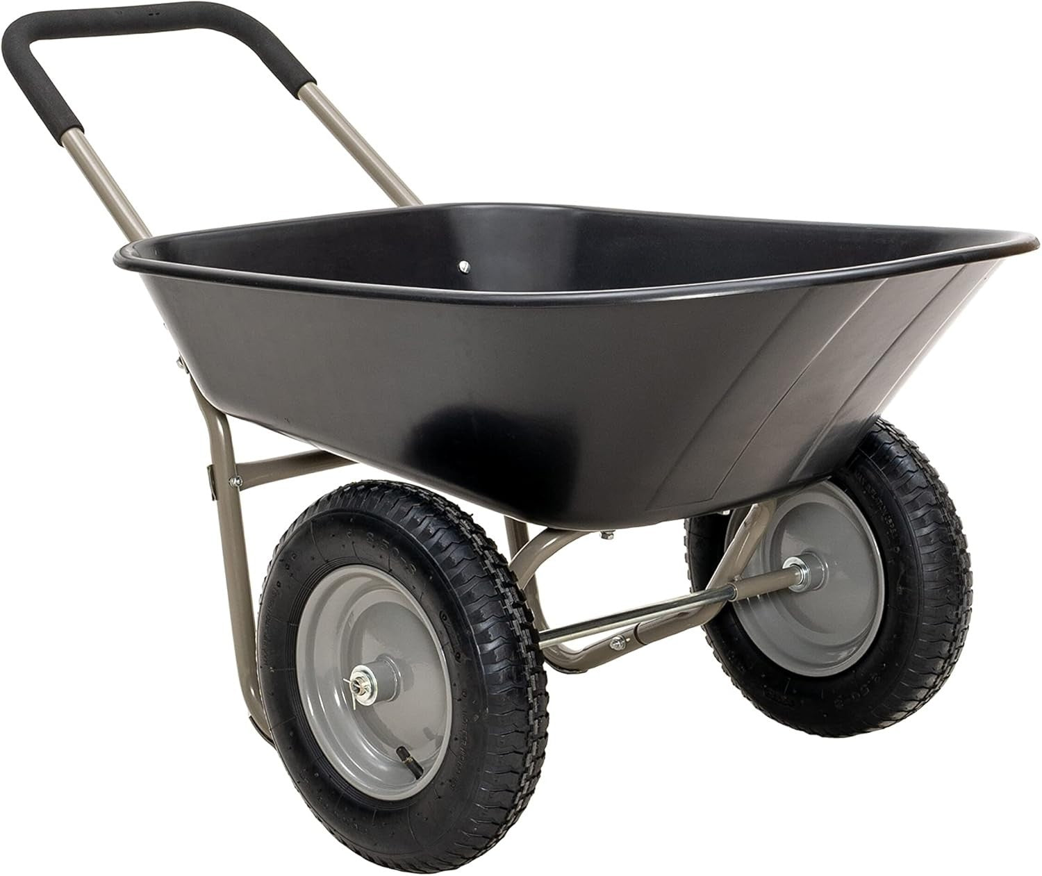 85L 2-Wheel Garden Wheelbarrow – Black – Pneumatic Tyres Heavy Duty 150kg Steel